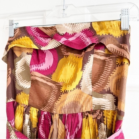 BCBGMaxazria Women Strapless Back Zip Tie-Waist Printed Cotton Lace Midi Dress 6 - Picture 3 of 8